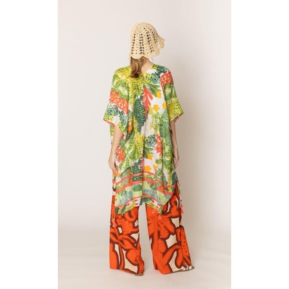 DIONA J FLORAL PRINT KIMONO ONE SIZE COLOR GREEN - Picture 2 of 5